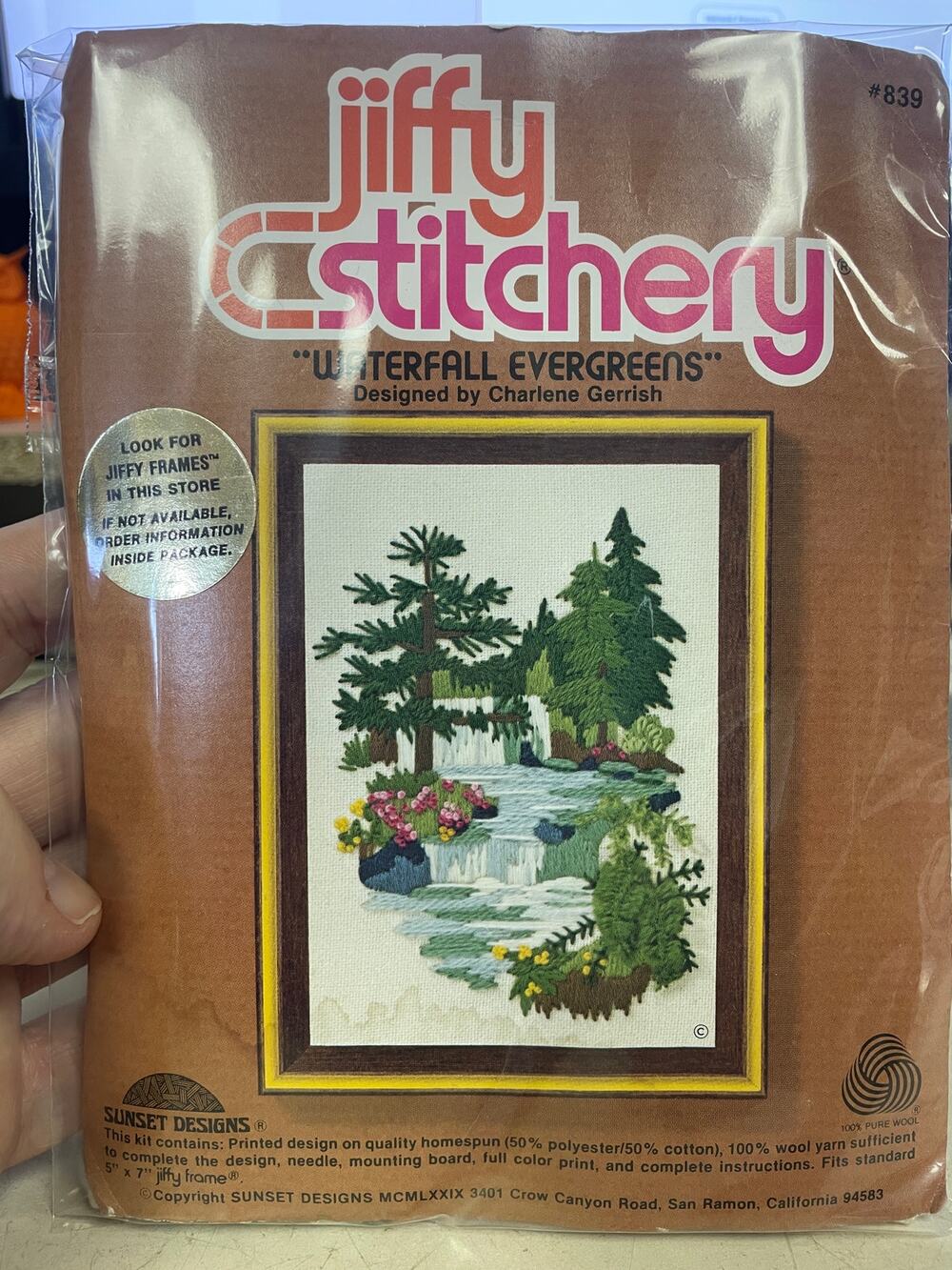 Vintage 1970s Jiffy Stitchery Needlepoint Waterfall Everygreens Kit - PLZ READ